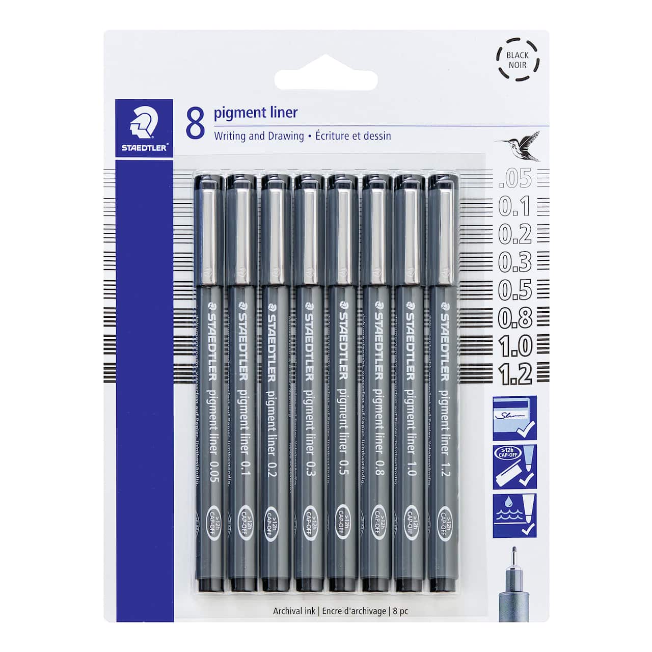 STAEDTLER® Black 8 Piece Pigment Liner Set